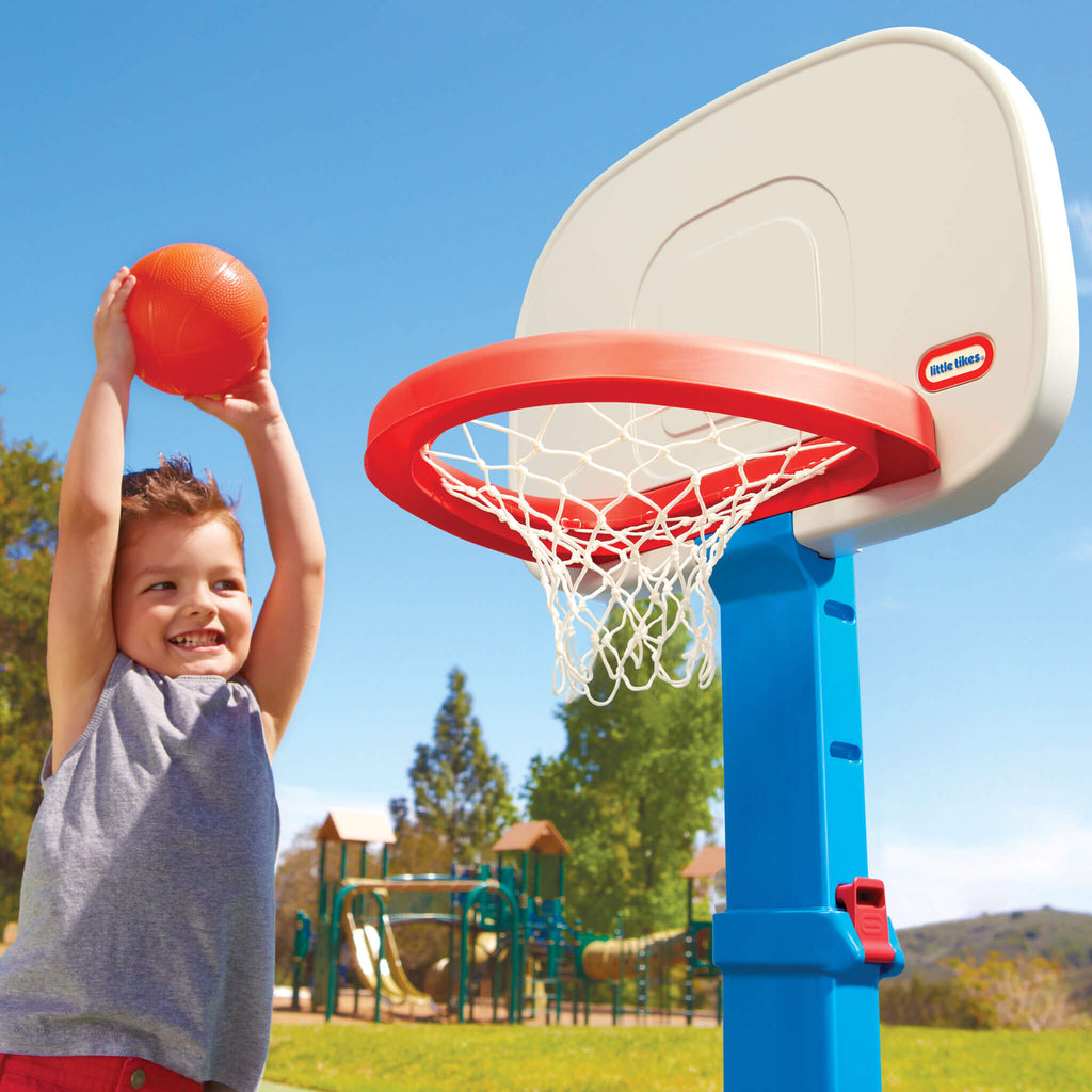 TotSports Easy Score Basketball Set - Adjustable Toddler Hoop with Oversized Rim for Early Basketball Practice and Active Play