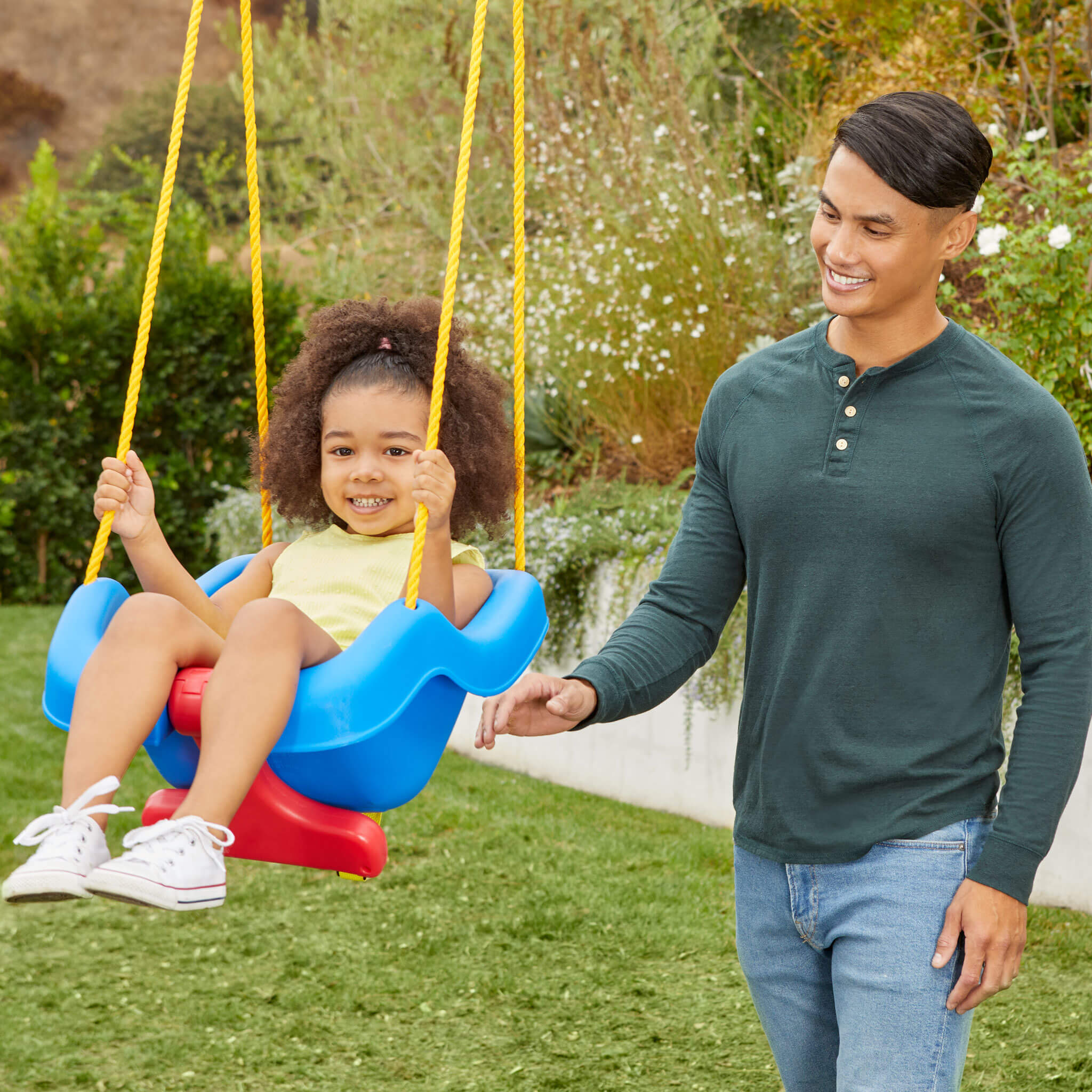 2-in-1 Snug n Secure Swing - Blue - Convertible Baby-to-Toddler Outdoor Swing for Growing kids Backyard Play