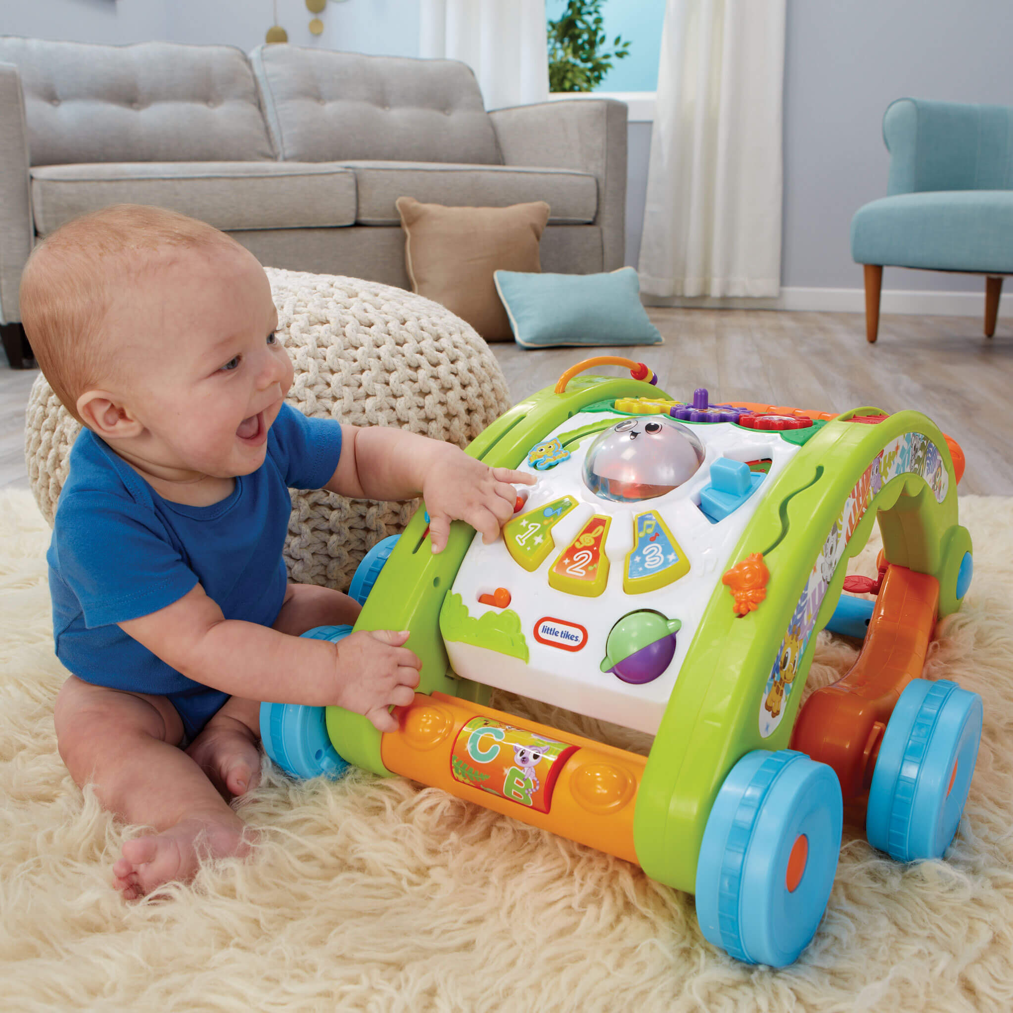 Learn and Play 3-in-1 Activity Walker - Light-Up Push Walker with Three Play Modes for First Steps and Interactive Floor Play