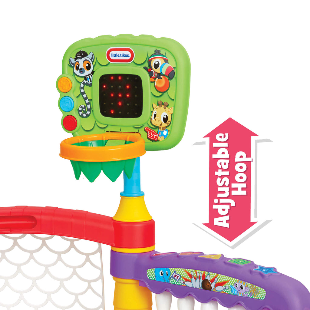 Learn and Play 3-in-1 Sports Zone - Basketball, Soccer and Bowling Activity Center for Active Indoor Play and Motor Practice