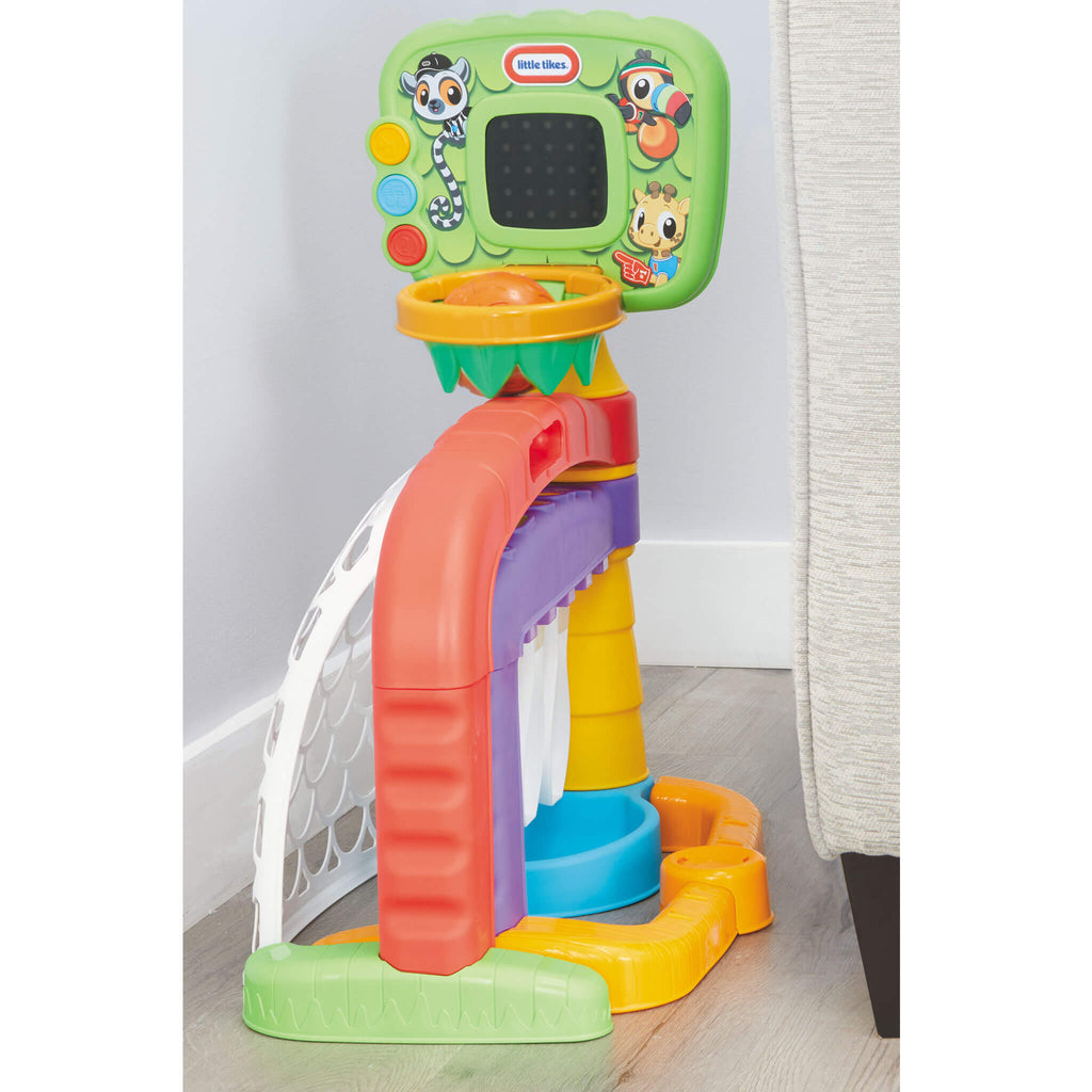 Learn and Play 3-in-1 Sports Zone - Basketball, Soccer and Bowling Activity Center for Active Indoor Play and Motor Practice