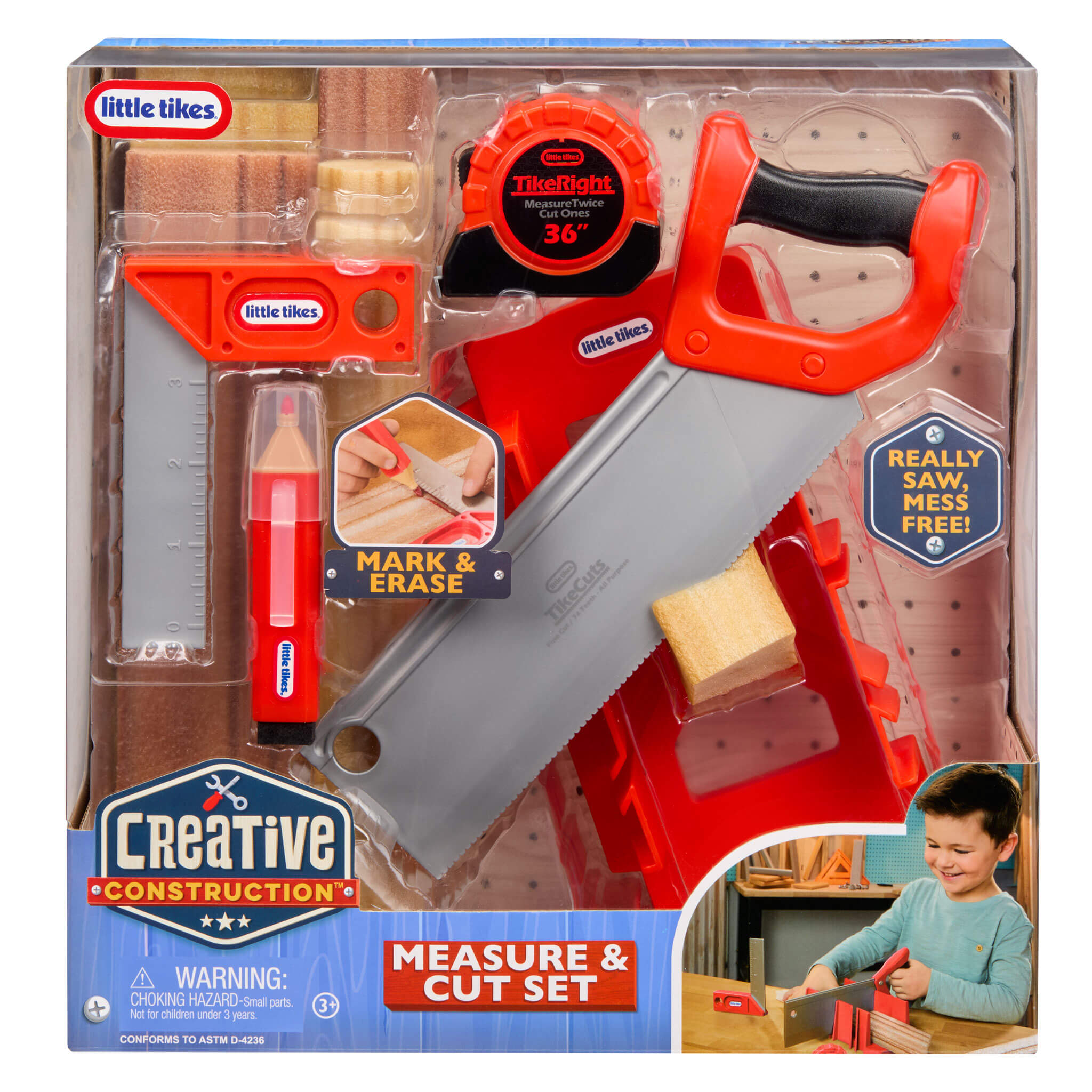 Creative Construction Measure and Cut Set - Kids Measuring and Pretend Cutting Workshop Set for Early Construction Concepts and Role Play