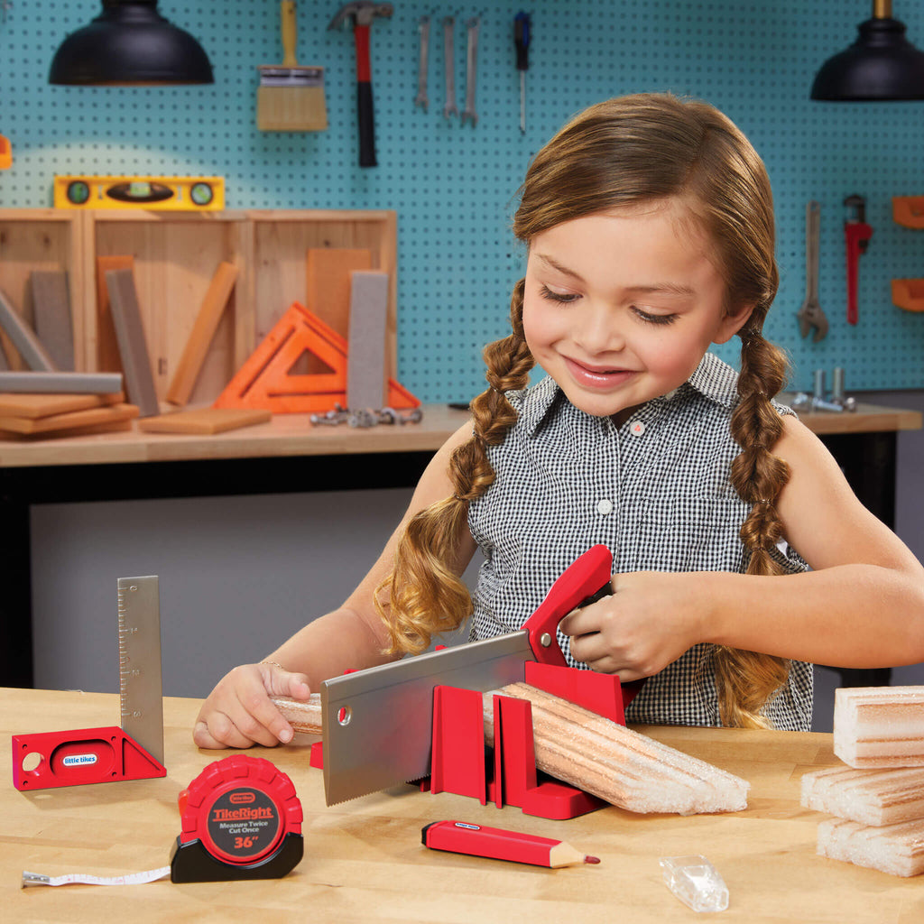 Creative Construction Measure and Cut Set - Kids Measuring and Pretend Cutting Workshop Set for Early Construction Concepts and Role Play