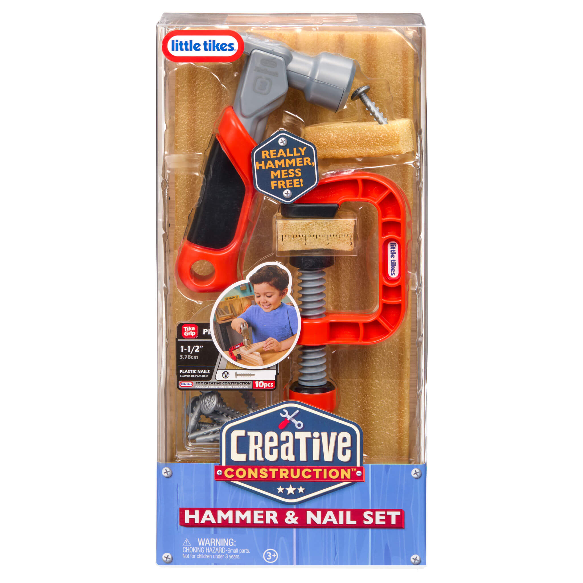 Creative Construction Hammer and Nail Set - Foam Nail Building Set with Kid-Friendly Hammer for Kid-Friendly Pretend Construction Play