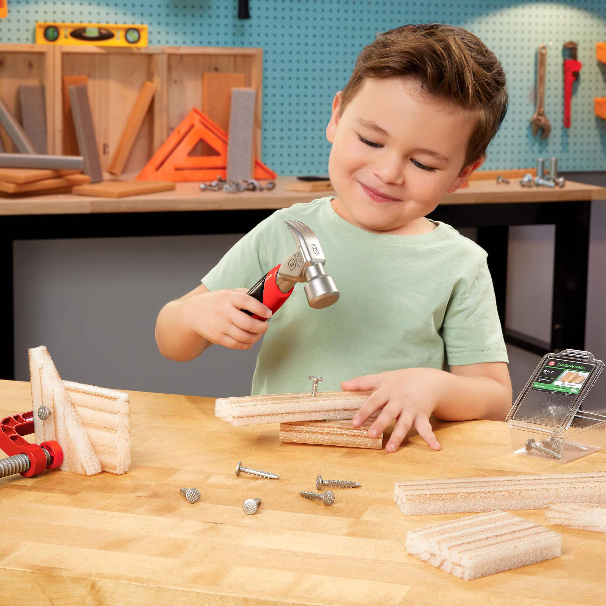 Creative Construction Hammer and Nail Set - Foam Nail Building Set with Kid-Friendly Hammer for Kid-Friendly Pretend Construction Play