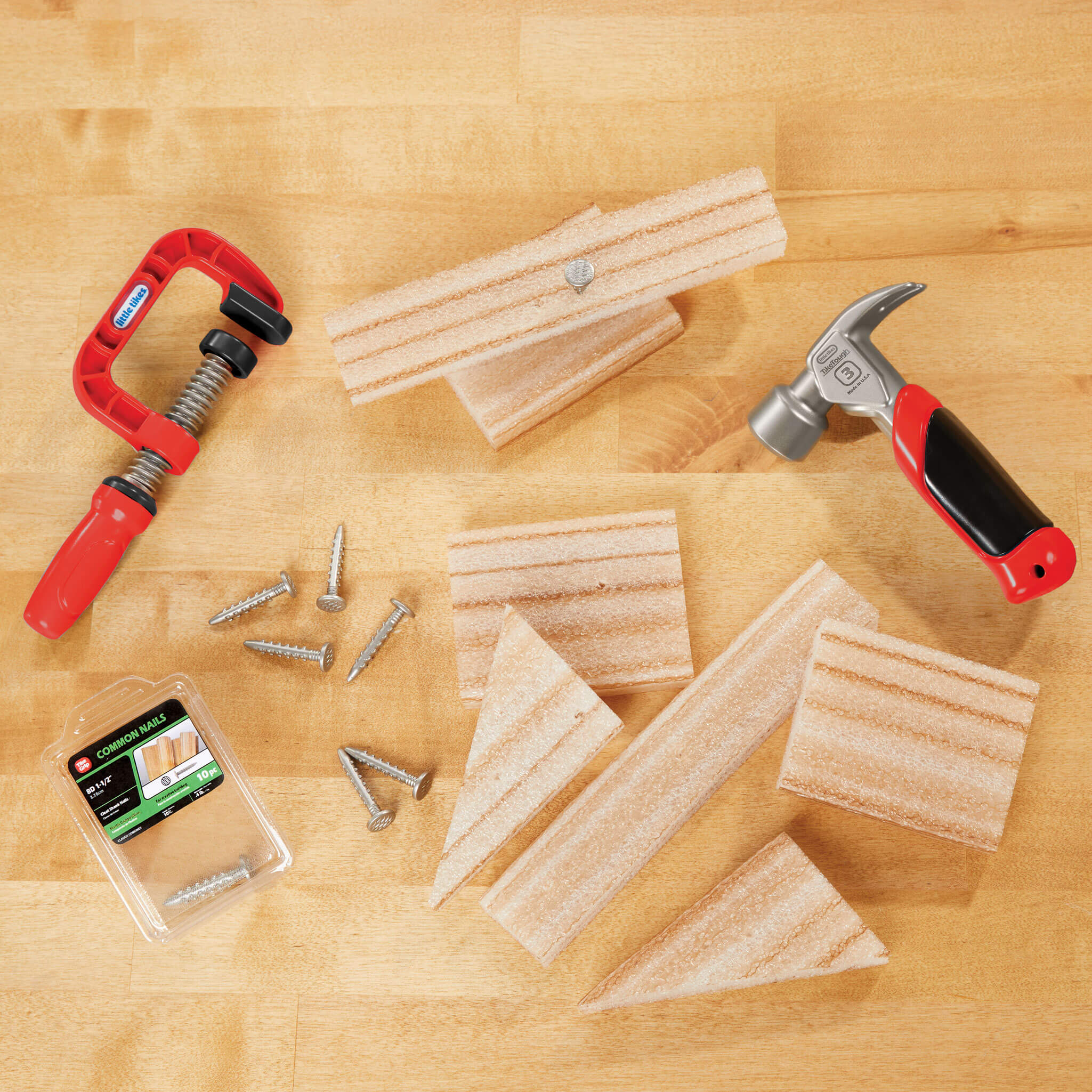 Creative Construction Hammer and Nail Set - Foam Nail Building Set with Kid-Friendly Hammer for Kid-Friendly Pretend Construction Play