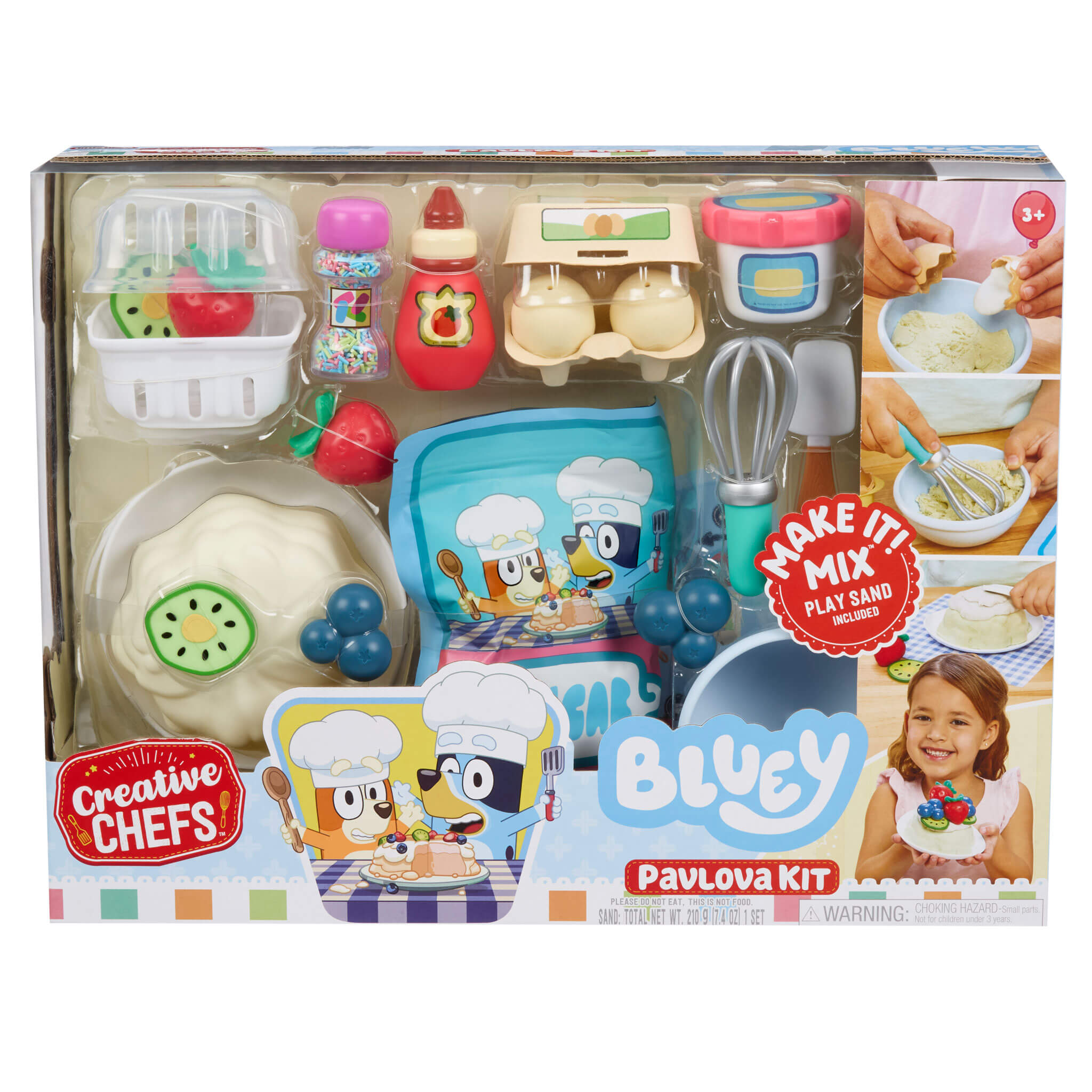 Creative Chefs Bluey - Pavlova Kit - Pretend Dessert Kit with Recipe Cards and Reusable Mix for Imaginative Baking and Group Play