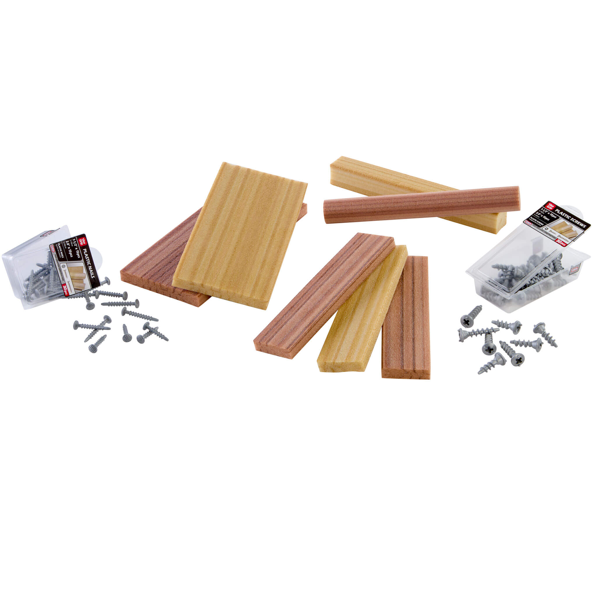 Creative Construction Wood, Nails and Screw Bundle - Pretend Building Materials for Workshop Play for Hands-On Construction and Building Ideas