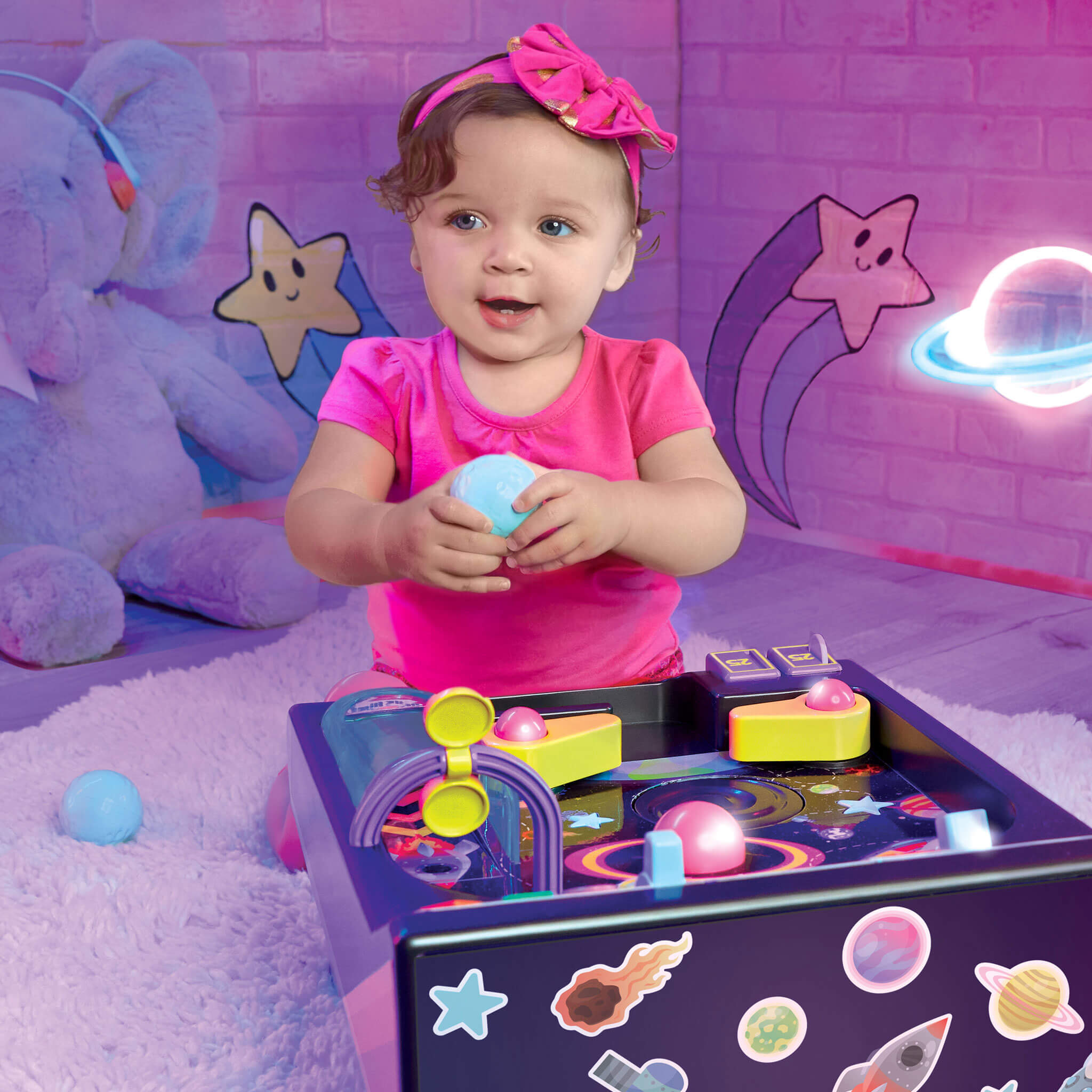 Old School My First Pinball Activity Table - Interactive Space-Themed Learning Activity Table for Hands-On Early Learning and Arcade Play