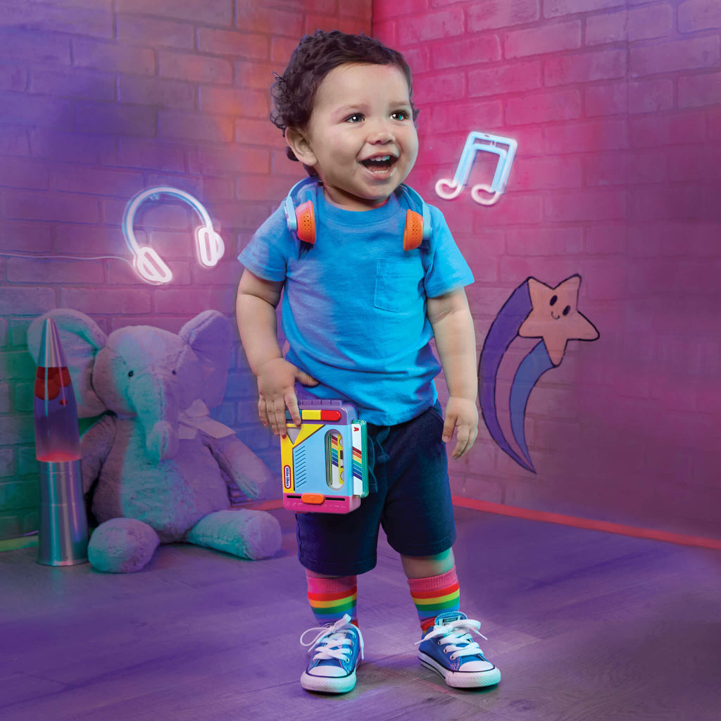 Old School Rainbow Remix Music Player - Cassette-Style Light-Up Music Toy for Musical Play and Early Learning