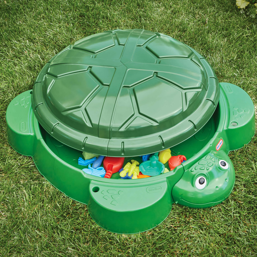 Turtle Sandbox - Outdoor Sand Play Center with Protective Lid for Backyard Digging, Building and Sensory Play