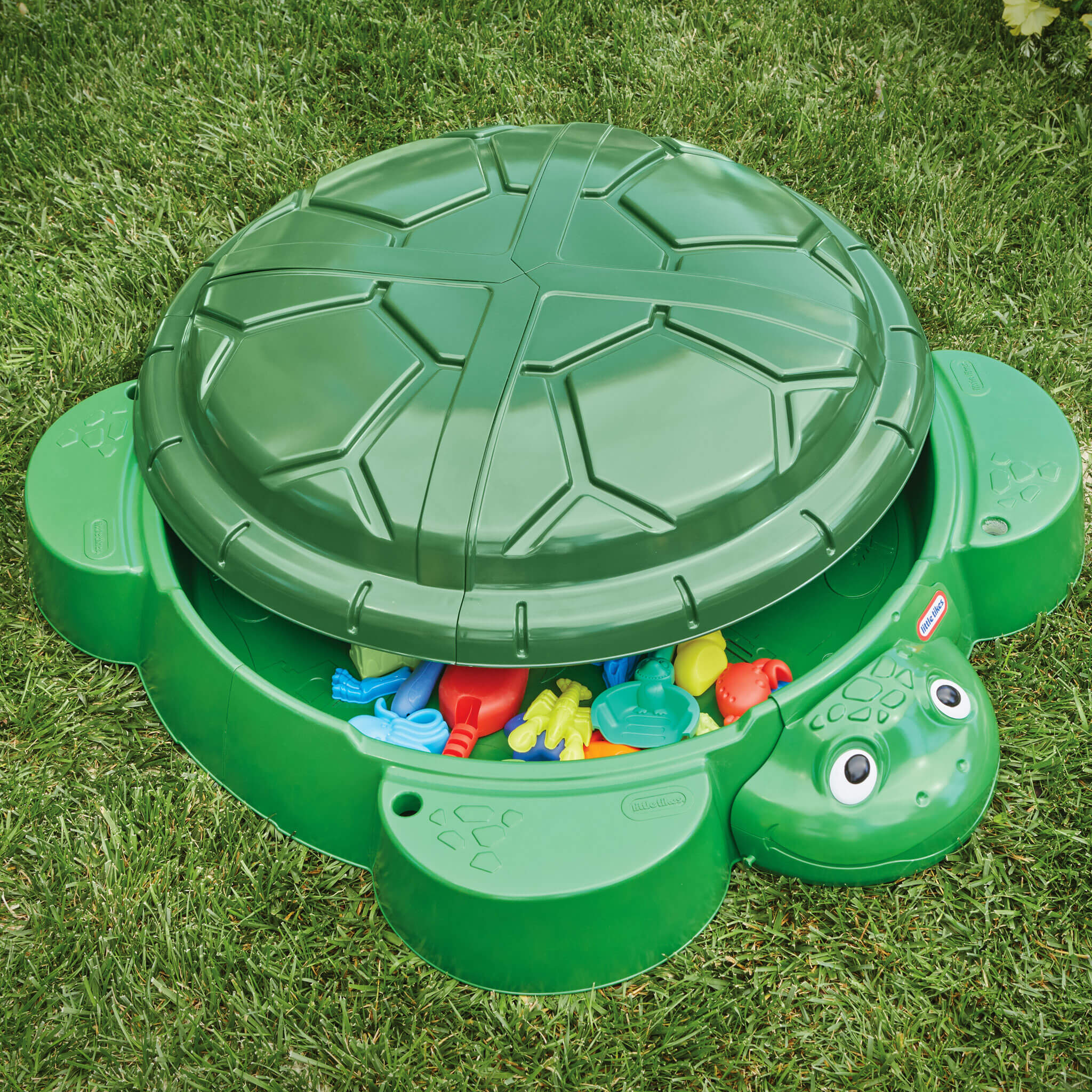 Turtle Sandbox - Outdoor Sand Play Center with Protective Lid for Backyard Digging, Building and Sensory Play