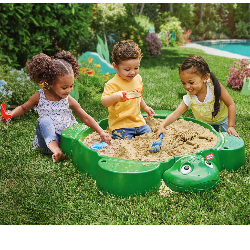 Turtle Sandbox - Outdoor Sand Play Center with Protective Lid for Backyard Digging, Building and Sensory Play
